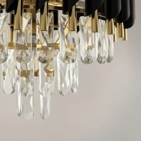 Prisadený luster CRISTAL 5xE14/10W/230V priemer 38 cm čierna/zlatá