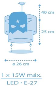 Dalber 61812 - Detský luster MODRÁ HERO 1xE27/15W/230V