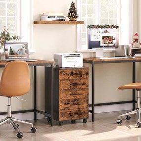 Pojízdný kancelářský kontejner Vasagle Dovi 69 cm hnědý/černý