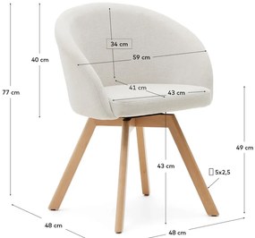 Krémovobiele čalúnené jedálenské kreslo Marvin – Kave Home