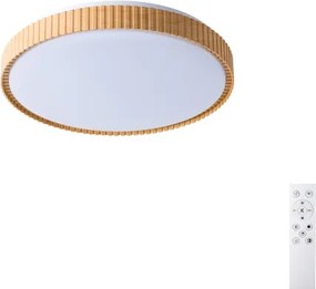 Brilagi-LED Stmievateľné stropné svietidlo CORVO LED/72W/230V 3000-6000K s drevodekorom pr.50 cm + diaľkové ovládanie