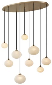 Art Deco závesná lampa zlatá s opálovým sklom 9-svetiel - Yani