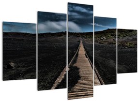 Obraz drevenej cesty za súmraku (150x105 cm)