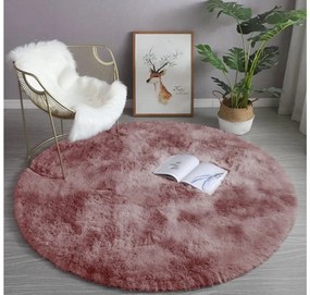 Ružový okrúhly shaggy koberec Ombre Rozmer: 90
