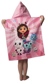 Jerry Fabrics Detské pončo-osuška - Ariel - růžová