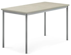 Stôl SONITUS, 1400x700x760 mm, linoleum - svetlošedá, strieborná