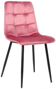 Jedálenská stolička Tilde ~ zamat, kovové nohy čierne - Ružová