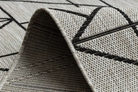 Behúň SIZAL FLOORLUX 20605 trojuholníky geometrický - strieborný, čierny