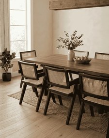 Drevená stolička Stella dark s viedenským výpletom, ratan