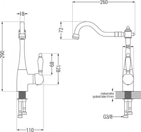 Mexen CARLA - Vysoká batéria/drezová, čierna, 670700-70