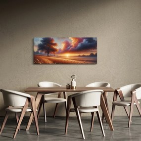 Obraz – Západ slnka na poli (120x50 cm)