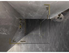 Mexen Lunar, L Duo výklopný sprchový kút 80 x 80 cm, 8mm číre sklo, zlatý matný profil, 834L-080L-080P-55-00