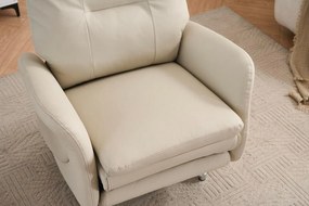 VASHOME Elektrický relaxačný kreslo s nastaviteľným operadlom a podnožkou, s USB nabíjačkou, Béžová