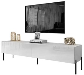 TV STOLÍK ELEGANTE 2 BIELY LESK + ČIERNE NOŽIČKY 175 cm