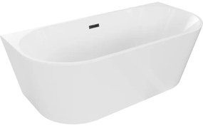 Mexen Oval, voľne stojaca nástenná vaňa 170 x 80 cm, biela, čierny matný prepad, 52671708000-70