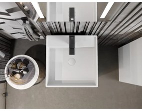 Mexen Belen, voľnestojace umývadlo z konglomerátu 45x45x82 cm, biela matná, 26604500