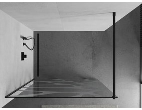 Mexen Kioto sprchová zástena 80x200 cm 8 mm, čierne, biely vzor, 800-080-101-70-97