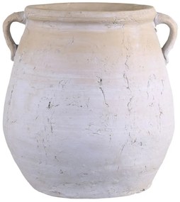 Šedo-béžová antik váza s uškami French Unique L - 34*33*35 cm
