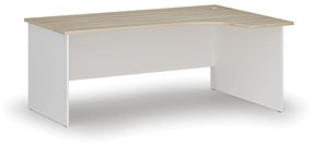 Kancelársky rohový pracovný stôl PRIMO WHITE, 1800 x 1200 mm, pravý, biela/dub prírodný