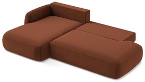 Terakotová rozkladacia rohová pohovka (ľavý roh/s leňoškou) Hale – Makamii