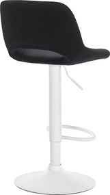 Barová stolička Camden - zamat, biely rám - Čierna