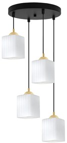 Závesné svietidlo Riffle Square, 4x biele sklenené tienidlo, b/g, o
