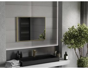 Mexen Loft, obdĺžnikové kúpeľňové zrkadlo 80 x 60 cm, farba rámu zlatá lesklá, 9852-080-060-000-50