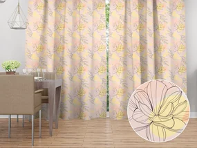 Biante Dekoračný záves TF-069 Žlto-ružové kvety s lístkami 140x260 cm