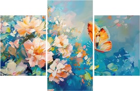 Obraz - Motýľ a kvety, olejomaľba II. (90x60 cm)