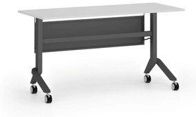 Mobilný stôl PRIMO MOVE, 1400 x 600 mm, čierna podnož, biela
