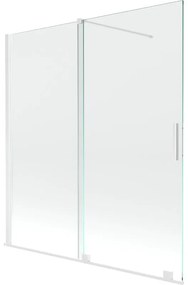 Mexen Velar vaňová zástena dvojkrídlová Posuvný 150 x 150 cm, Priehľadné, Biela - 896-150-000-01-20