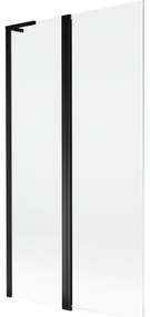 Mexen Mist L, 2-krídlová vaňová zástena 100 x 150 cm, číre sklo, čierny profil, 8A9L-100-011-70-00