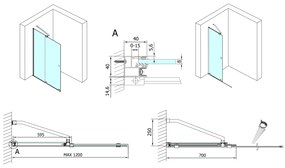 Polysan, MODULAR SHOWER zástena s pojazdy 1200 mm, čierna, MS5-120B