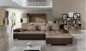 Rohová sedačka Kanton, Dostupné poťahy: ekokoža Soft 066 + Lawa 02, Strana: pravá