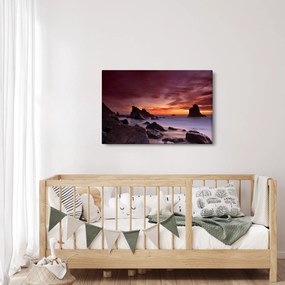 Obraz západu slnka na pobreží (90x60 cm)