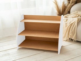 Woodisio Detská polica na hračky BONNI buk Farba: Biela - Transparentný lak