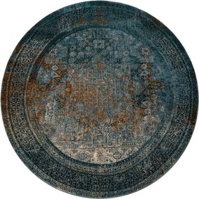 Koberec OMEGA MAMLUK tmavomodrý / hnedý kruh