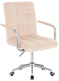LuxuryForm DESIGN Stolička VERONA VELUR na striebornej podstave s kolieskami - krémová