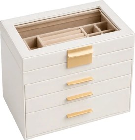 Šperkovnica ELEGANT CASE 25,1x21,5x15,3 cm z eko kože, béžová