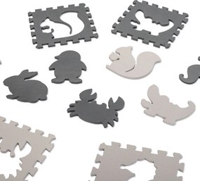 KIK Penová podložka puzzle pre deti EVA 9 dielov, čierno-sivá, 85 x 85 cm