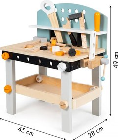 Drevený dielenský stôl pre deti 38 dielov ECOTOYS - od 3 rokov