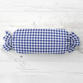 Biante Vankúš valec bonbon Sandra SA-057 Modro-biele kocky 15x40 cm