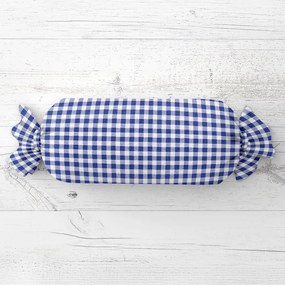 Biante Vankúš valec bonbon Sandra SA-057 Modro-biele kocky 15x40 cm