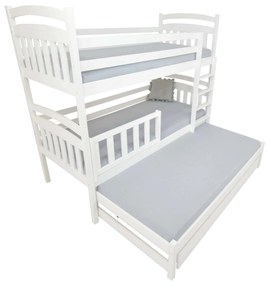 Wilsondo Poschodová posteľ s prístelkou Petra 1 200x90 - biela