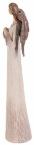 Polyresinový Anjel so srdcom 26 cm, béžovo-medená
