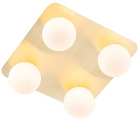 Moderné stropné svietidlo do kúpeľne mosadzné štvorcové 4-žiarovkové - Cederic