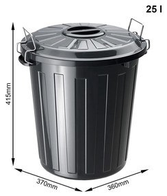 Rotho Odpadkový kôš s vekom a kovovými zámkami MINI POPOLNICA 25l