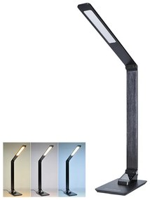 Solight WO59-B Stolná lampička LED 8W, 3000/4500/6000K, 400lm IP20, hliník, čierna, stmievateľná, display