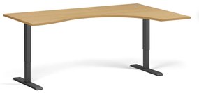 Výškovo nastaviteľný stôl, 2 motory, 745 - 1215 mm, ergonomický L/P, doska 1800 x 1200 mm, čierna podnož, buk