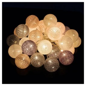 SPRINGOS LED svetelná reťaz Bavlnené gule 6cm - 6m, 30LED, 3xAA, teplá biela